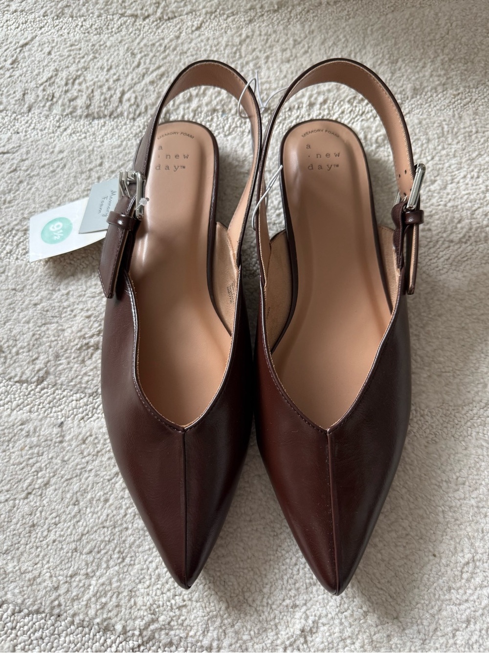 NEW- A New Day Victoria Sling Back Side Buckle Flats